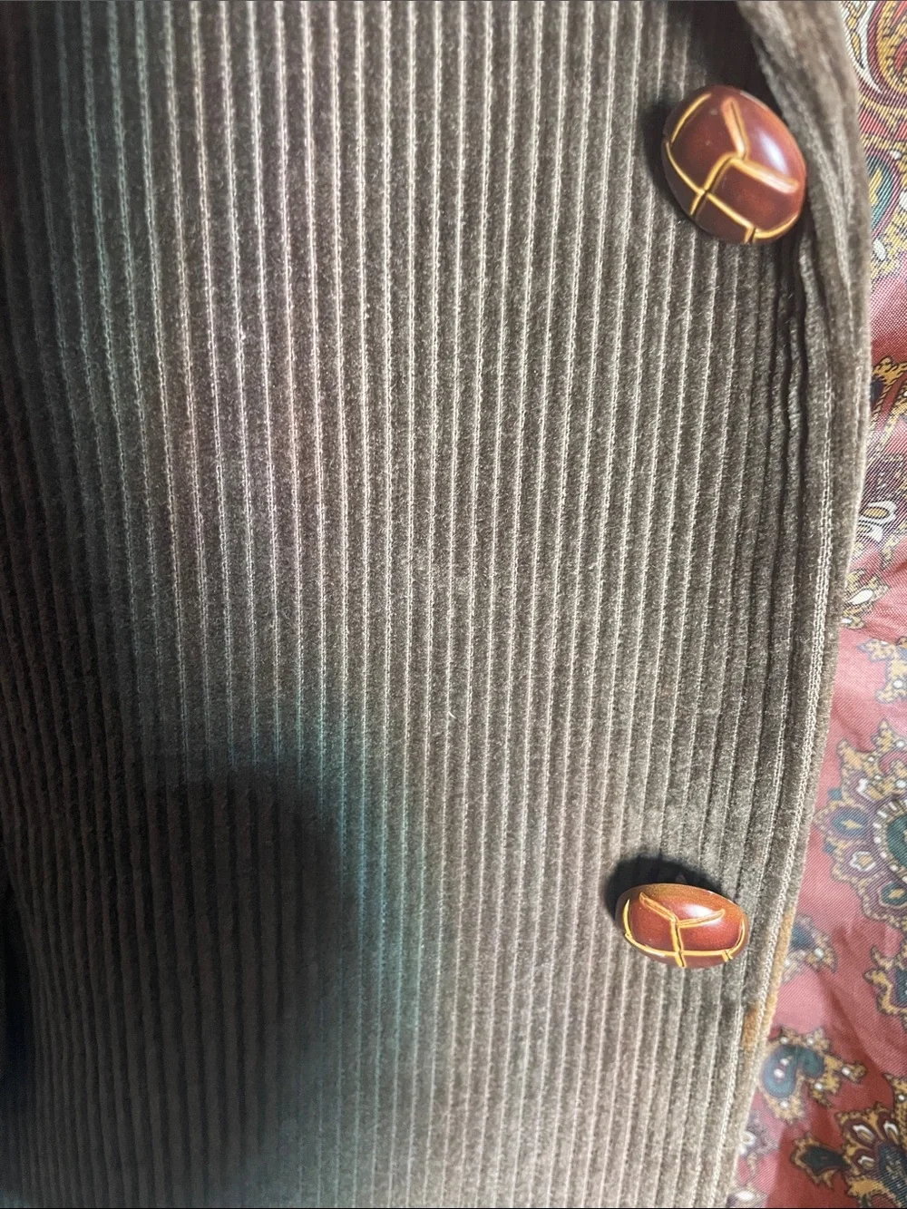 Ralph Lauren Brown Corduroy Sport Coat with Paisley Lining Accent